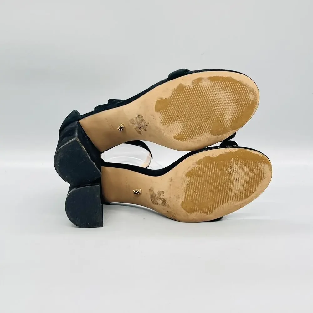 Kurt Geiger Sandals Womens 9 Black Leather Ankle Strap Block Heel Dress Shoes